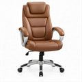 Brązowy obrotowy fotel biurowy z ekoskóry PU 67 × 70 × 118–128 cm