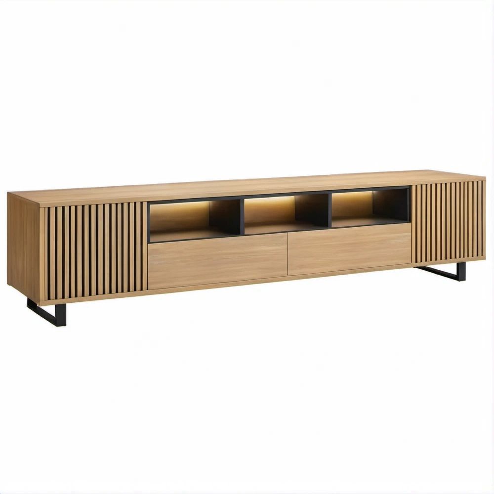 Prostokątna konstrukcja z płyty MDF w dekorze dębu, 200 x 40 x 55 cm, z oświetleniem LED