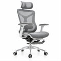Ergonomiczne krzesło biurowe obrotowe z zagłówkiem, szare, 66 x 66 x 118–128 cm