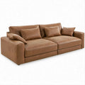 Brązowa sofa trzyosobowa z tapicerką PU, 240 x 100 x 75 cm