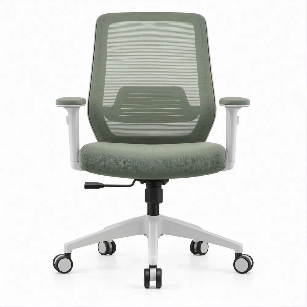 Ergonomiczne krzesło obrotowe z siatkowym oparciem, zielone/białe/czarne, 62 x 62 x 96-106 cm