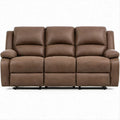 Trzyosobowa sofa relaksacyjna ze skóry syntetycznej PU, brązowa, 210 x 95 x 102 cm