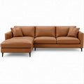 Koniakowa sofa narożna lewostronna w kształcie L z tapicerką PU, 260 x 160 x 85 cm