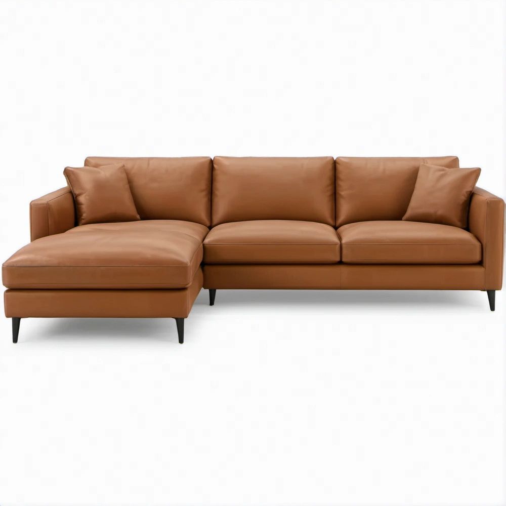 Koniakowa sofa narożna lewostronna w kształcie L z tapicerką PU, 260 x 160 x 85 cm