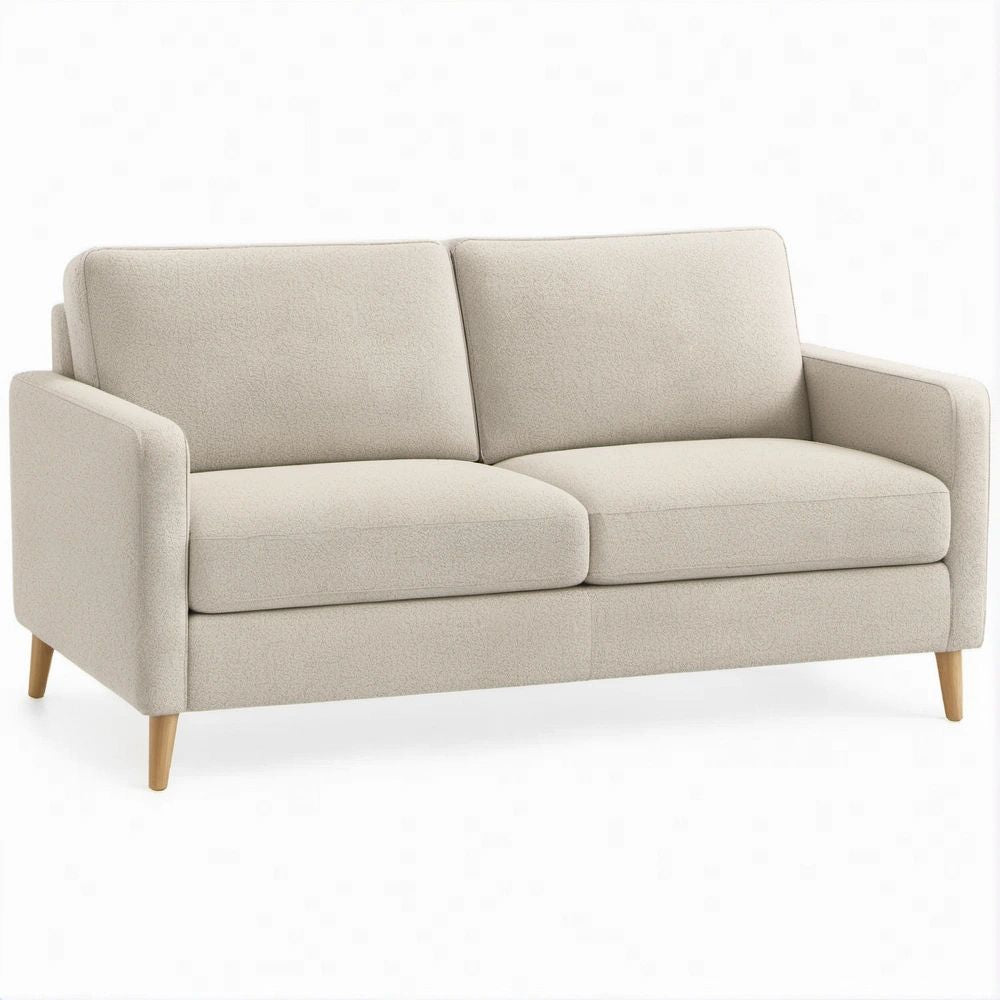 Dwuosobowa sofa beżowa z tapicerką poliestrową 160 × 85 × 86 cm