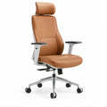 Ergonomiczny fotel obrotowy z ekoskóry PU, brązowy, 65 x 65 x 118–128 cm