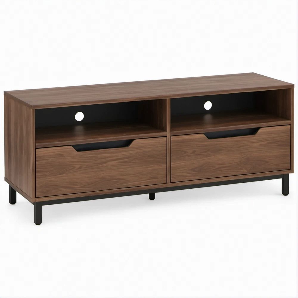 Szafka RTV orzechowo-czarna z 2 schowkami, 120 × 40 × 60 cm