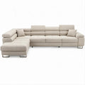 Kremowa sofa narożna lewostronna w kształcie L z regulowanymi zagłówkami 320 x 220 x 85 cm