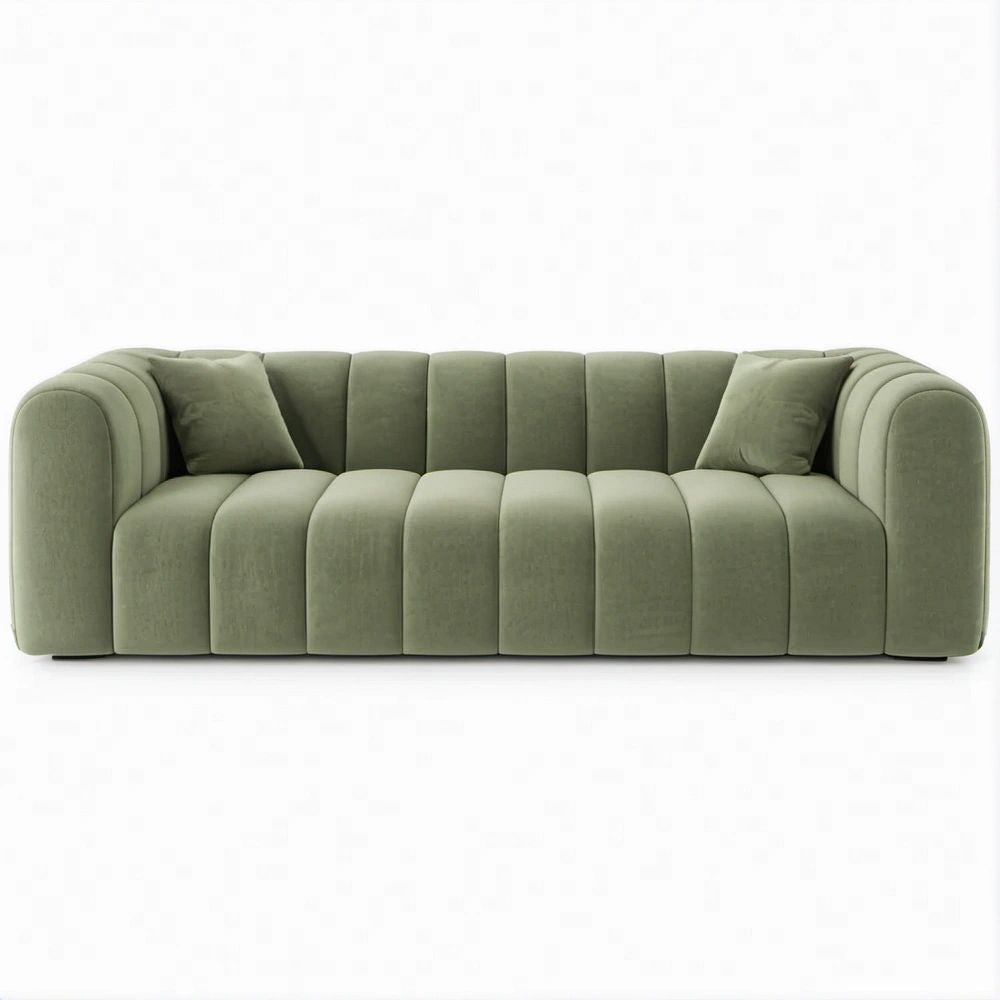 Zielona sofa trzyosobowa z aksamitu poliestrowego 230 x 95 x 75 cm