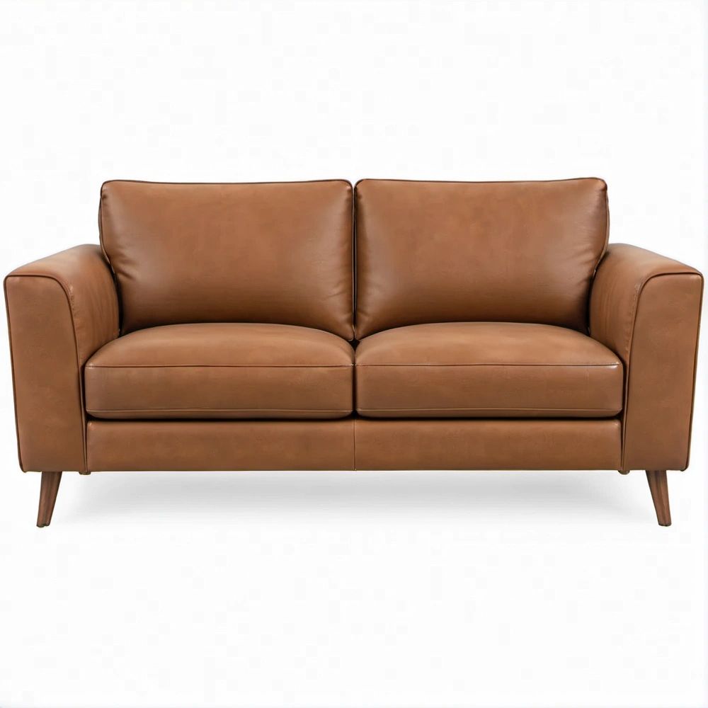 Brązowa sofa 2-osobowa z tapicerką PU, 160 × 85 × 86 cm