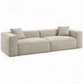 Trzyosobowa sofa beżowa z tkaniny bouclé, 240 x 100 x 75 cm