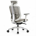Ergonomiczne obrotowe krzesło biurowe z regulowanym zagłówkiem, siatką i podparciem lędźwiowym, szaro-białe, 65 x 65 x 118–128 cm